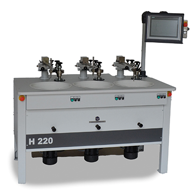 Lapping and polishing machines with horizontal overarm