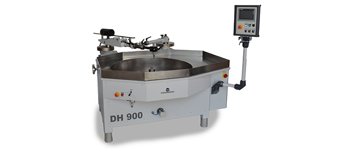 Lapping and polishing machines with double lever and double eccentric, height adjustable